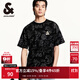 杰克·瓊斯（JACK&JONES）男裝春夏季新款簡(jiǎn)約純棉滿印寬松短袖T恤男情侶同款小眾個(gè)性T恤 E40黑色 常規(guī) 3XL (195)