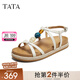 他她（TATA）涼鞋女2025年秋季商場(chǎng)同款時(shí)尚百搭新款休閑鞋XSJ02BL5 米白（涼鞋款） 37