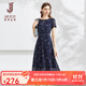 經(jīng)典故事（JANE STORY）經(jīng)典故事優(yōu)雅氣質(zhì)修身雪紡連衣裙2025新款夏季高端復古碎花裙女 M73深藍色 XL