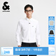 杰克·瓊斯（JACK&JONES）【七夕情人節(jié)禮物】秋季商務(wù)長(zhǎng)袖襯衫男休閑純棉襯衣男法斗犬刺繡 A06雪白色 M 175