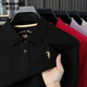 奧萊斯特保羅官方純棉長(cháng)袖polo衫男翻領(lǐng)長(cháng)袖t恤中年爸爸穿秋裝上衣 9999黑色 2XL