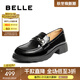 百麗（Belle）質(zhì)感抓皺樂(lè )福鞋女2025秋新商場(chǎng)同款牛皮jk樂(lè )福鞋E1G1DCA5 黑色 36 (230mm)