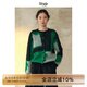 旅途原品（ltyp）羊毛馬海毛幾何撞色提花毛衣/開(kāi)衫寬松針織衫女秋季 毛織開(kāi)衫-幻彩綠 S