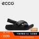 愛(ài)步（ECCO）涼鞋女 輕盈厚底泡芙鞋圓頭牛皮外穿拖鞋 科摩206653 黑色36