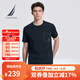 諾帝卡（NAUTICA）【商場(chǎng)同款】男裝夏季款休閑純棉短袖圓領(lǐng)套頭T恤男TO3102 藏青4NV（231） 2XL