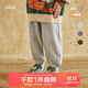 papa爬爬冬季兒童褲子男女童加絨加厚保暖登山絨長(zhǎng)褲寶寶洋氣時(shí)髦 淺灰色 80 cm