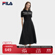 FILA 斐樂(lè )官方女裝連衣裙2025夏新款時(shí)尚休閑簡(jiǎn)約修身短袖連身裙子 正黑色-BK S 160/80A/S