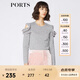 PORTS寶姿 新品女裝優(yōu)雅露肩荷葉邊毛針織衫SA9K435GZF015 探燈銀 S