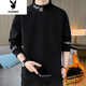 花花公子半高領(lǐng)衛衣男冬季加絨加厚保暖青少年打底衫上衣t恤 黑色 [雙面德絨] XL