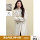 獨束大碼女裝西裝領(lǐng)桑蠶絲赫本風(fēng)羊毛雙面呢大衣2024冬裝呢子大衣 混米白 L (尺碼：2)
