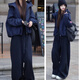 面料故事羅芬女裝冬季新款時(shí)尚氣質(zhì)防風(fēng)保暖羽絨服+百搭顯瘦休閑褲套裝 藏青色羽絨服 L