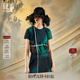 日著（rizhuo）原創(chuàng)設(shè)計女裝2024夏季新款別致印花上衣薄款寬松棉短袖t恤 青印 XL