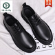 啄木鳥(niǎo)男士皮鞋春秋季英倫風(fēng)厚底休閑德比鞋男款冬季男鞋加絨男高端皮鞋 黑色內增高半墊1.2cm 41