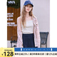 百圖betu女裝2025春季新款襯衫美式復(fù)古寬松格子開(kāi)衫外套女2502T33 粉紅 L