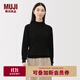 無(wú)印良品（MUJI）女式 羊毛可水洗高針距半高領(lǐng)毛衣 女款 針織衫 25年秋季女裝 黑色 L (165/88A)