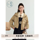 紫涵（ZIHAN）紫涵大口袋連帽短外套女秋季復(fù)古學(xué)院風(fēng)寬松休閑拉鏈上衣 淺咖 M