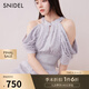 SNIDEL2025春夏新品優(yōu)雅露肩流蘇收腰掛脖印花連衣裙SWFO251123 淺灰色 S (0)
