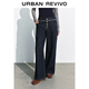 UR2026春季新款女裝休閑復古丹寧排扣闊腿牛仔長(cháng)褲UYL850211 藍色 26