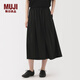 無(wú)印良品（MUJI）女式 萊賽爾混 輕便寬擺裙長(cháng)半身裙25年秋季 裙子女裝BE1XVC5A 黑色圖案 M (160/66A)