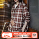 馬登女裝 秋季新款美式復(fù)古襯衫外套休閑寬松設(shè)計(jì)感襯衣上衣女 棕紅色 馬登工裝 M