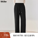 MsShe【開(kāi)叉直筒闊腿衛(wèi)褲】大碼女裝2025秋裝胖mm高腰顯瘦加長(zhǎng)褲 黑色現(xiàn)貨 3XL