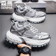 森馬高級感男鞋秋冬季休閑跑步輪胎底老爹鞋男款學(xué)生運動(dòng)潮鞋 銀灰 42