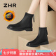ZHR平底短靴女冬經(jīng)典復(fù)古瘦瘦踝靴子女加絨法式女靴 BL309A 黑色 37
