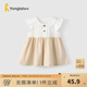 童泰（TONGTAI）嬰兒裙子夏季莫代爾棉女寶衣服兒童連衣裙翻領(lǐng)飛袖裙提花網(wǎng)眼 灰粉 73