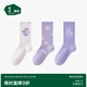 松山棉店襪子女中筒襪抗菌日系可愛(ài)卡通印花長(cháng)筒襪字母花朵22-24