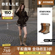 百麗（Belle）吳千語(yǔ)同款荒野來(lái)信西部靴女25新商場(chǎng)款絨面堆堆長(cháng)靴3QFC3DG5預售 淺啡色長(cháng)筒-單里【吳千語(yǔ)同款】 37