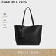 CHARLES&KEITH荔枝紋大容量通勤子母托特包生日禮物CK2-30151516 Noir黑色 L