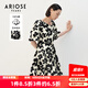 艾諾絲雅詩(shī)【商場(chǎng)同款】春秋季新品時(shí)尚百搭高腰純棉親膚連衣裙20719088 筆觸花卉 M
