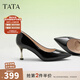 他她（TATA）女鞋高跟鞋尖頭2025新款細跟裸色通勤單鞋女鞋氣質(zhì)新 黑色（舒適牛皮革-7cm） 39