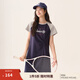 茵曼（INMAN）學(xué)院網(wǎng)球風(fēng)短袖T恤裙女2025夏季時(shí)尚撞色印花抽褶休閑連衣裙 寶藍色 M