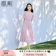 香影雪紡連衣裙女2025夏季新款氣質(zhì)垂感收腰溫柔風(fēng)粉色超仙方領(lǐng)裙 粉色 M 160/84A/95-110斤