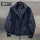 JEEP SPIRIT吉普2025冬季新款立領(lǐng)棉服男潮牌時(shí)尚休閑痞帥感純色保暖防風(fēng)外套 黑色 L 130150斤