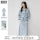 對白高級感氣質(zhì)翻領外套套裝女2025秋裝新款直筒半身裙優(yōu)雅兩件套 冰川藍 M