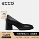 愛(ài)步（ECCO）高跟單鞋女 包頭粗跟鞋一腳蹬單鞋女 雕塑222603 黑色22260301001 37