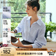 Olrain歐芮兒法式條紋襯衫女秋裝2025新款寬松減齡小清新通勤襯衣 淺藍條紋 M