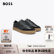 BOSS博斯 男士25年冬季新款撞色后飾片粒面皮革運動(dòng)鞋 012-黑色 42