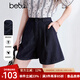 百圖betu女裝2025夏季新款牛仔褲高腰舒適棉感短褲百搭褲子女2504T72 深牛仔藍 L