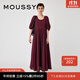 moussy 女裝新款法式度假風(fēng)泡泡袖長(cháng)裙連衣裙女010GAA30-5120 600波爾多紅 M 00002