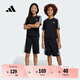 adidas男女大童休閑簡(jiǎn)約三條紋純棉運動(dòng)短褲新款阿迪達斯輕運動(dòng) 黑色/白色     164