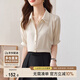 尚都比拉高級氣質(zhì)通勤襯衫女夏季青年時尚設(shè)計感方領(lǐng)五分袖襯衣 杏色 L
