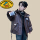 G.duck2025新款冬裝中大童外套90白鴨絨加厚男童連帽羽絨服PU皮亮面免洗 咖色 140 cm