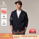 哈吉斯（HAZZYS）男裝 秋款男外套V字開襟休閑上衣撞色袖開衫衛(wèi)衣男ABTZE0CCX34 藏青色NV XL （180/100A 50）