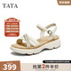 他她（TATA）2025秋商場(chǎng)同款簡(jiǎn)約百搭女休閑涼鞋新款URZ01BL5 米白 37