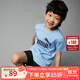 彪馬（PUMA）兒童T恤男女中大童夏季短袖T恤簡(jiǎn)約洋氣休閑圓領(lǐng)印花童裝衣服 【優(yōu)彈】冰藍 150 cm