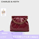 CHARLES&KEITH子母鏈條大容量流浪包托特包單肩斜挎包女包七夕禮物CK2-40671449 Burgundy葡萄酒紅色 L