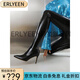 erlyeen超高跟連體褲靴歐美性感一體靴過(guò)膝彈力尖頭細(xì)跟反串大腿靴高顏值 黑色跟高12 42 不退換